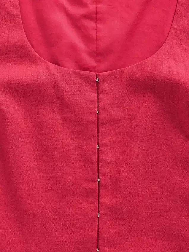 Linen-Blend Hook-Front Crop Shell Top
