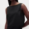 Linen-Blend Lace-Hem Crop Shell Top
