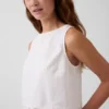 Linen-Blend Lace-Hem Crop Shell Top