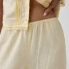 Linen-Blend Lace-Hem Pj Pants