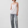 Linen-Blend Lace-Trim Cami