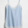 Linen-Blend Lace-Trim Cami