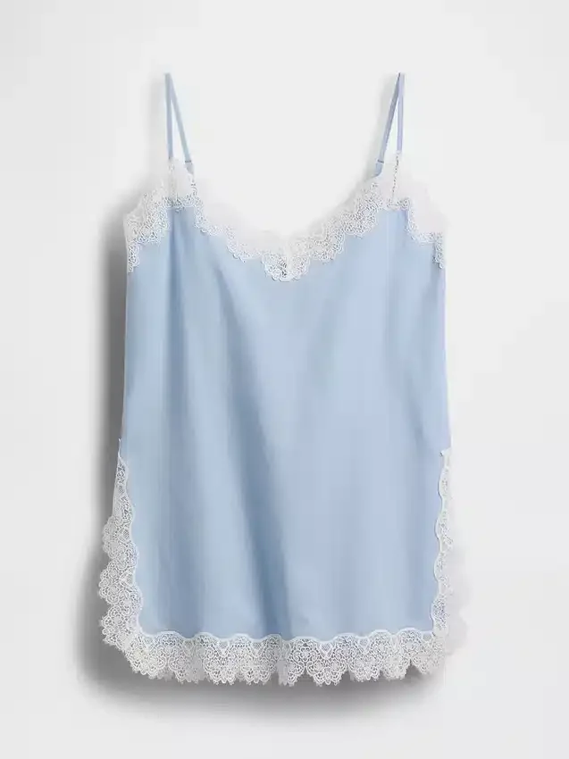 Linen-Blend Lace-Trim Cami