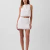 Linen-Blend Lace-Trim Mini Skort