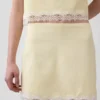 Linen-Blend Lace-Trim Mini Skort