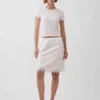 Linen-Blend Lace-Trim Skirt
