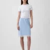 Linen-Blend Lace-Trim Skirt