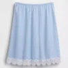 Linen-Blend Lace-Trim Skirt