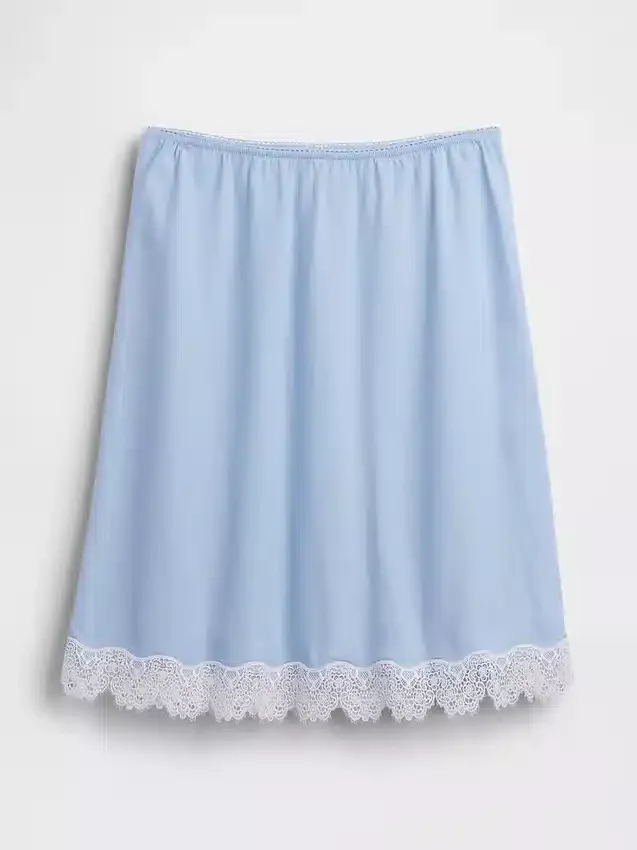 Linen-Blend Lace-Trim Skirt