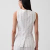 Linen-Blend Longline Vest
