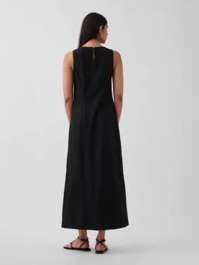 Linen-Blend Maxi Shift Dress