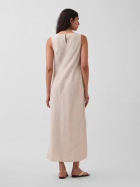 Linen-Blend Maxi Shift Dress