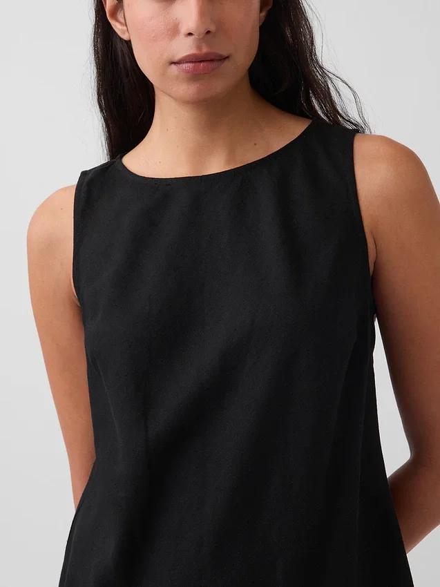 Linen-Blend Maxi Shift Dress