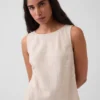 Linen-Blend Maxi Shift Dress