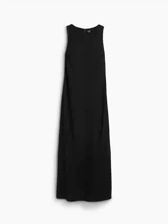 Linen-Blend Maxi Shift Dress