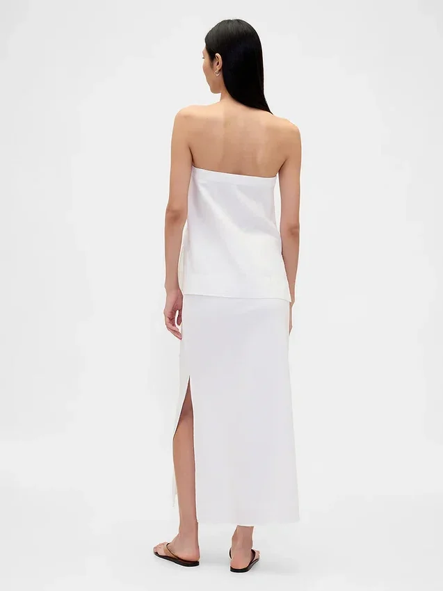 Linen-Blend Maxi Skirt
