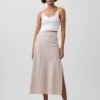 Linen-Blend Maxi Slip Skirt