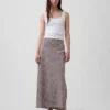Linen-Blend Maxi Slip Skirt