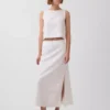 Linen-Blend Maxi Slip Skirt