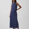 Linen-Blend Maxi Slip Skirt