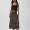 Linen-Blend Maxi Slip Skirt