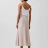 Linen-Blend Maxi Slip Skirt