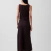 Linen-Blend Maxi Slip Skirt