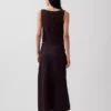 Linen-Blend Maxi Slip Skirt