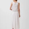 Linen-Blend Maxi Slip Skirt