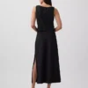 Linen-Blend Maxi Slip Skirt