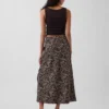 Linen-Blend Maxi Slip Skirt