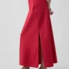 Linen-Blend Maxi Slip Skirt