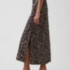 Linen-Blend Maxi Slip Skirt