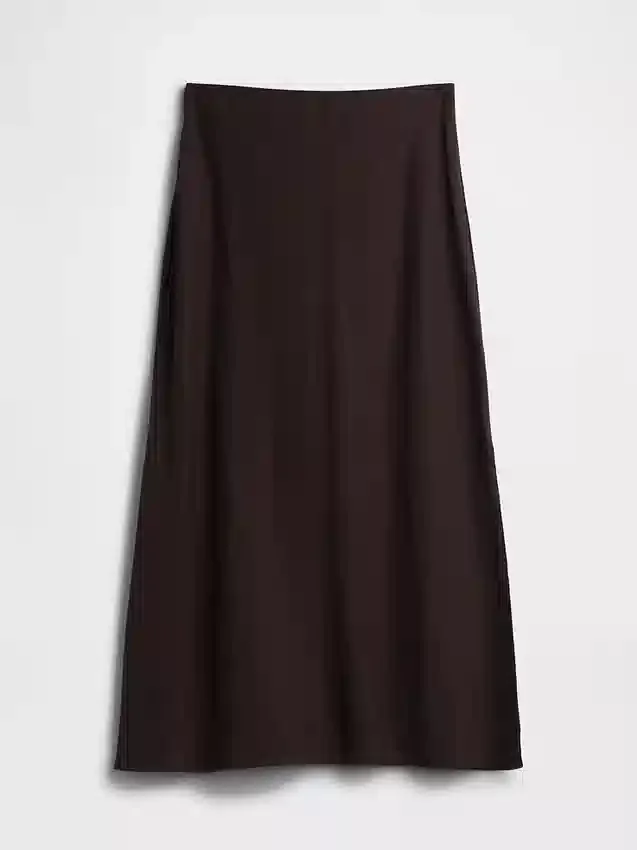 Linen-Blend Maxi Slip Skirt