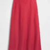 Linen-Blend Maxi Slip Skirt