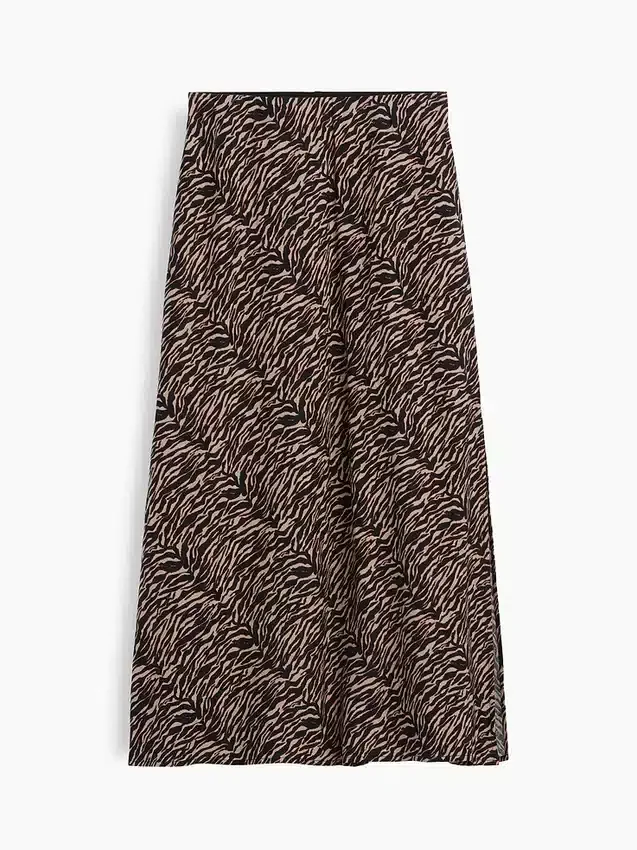 Linen-Blend Maxi Slip Skirt