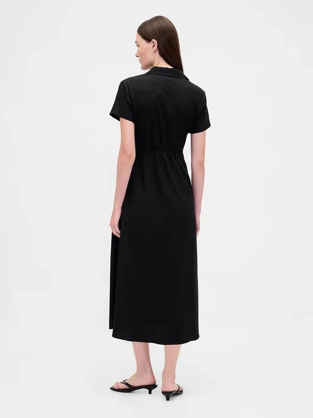 Linen-Blend Midi Shirtdress