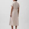 Linen-Blend Midi Shirtdress