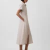 Linen-Blend Midi Shirtdress