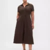 Linen-Blend Midi Shirtdress