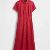 Linen-Blend Midi Shirtdress