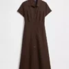 Linen-Blend Midi Shirtdress