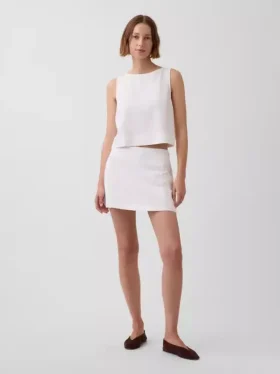Linen-Blend Mini Skort