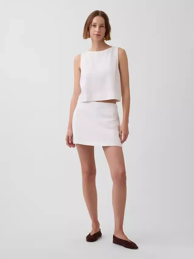 Linen-Blend Mini Skort