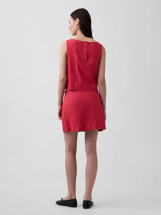 Linen-Blend Mini Skort