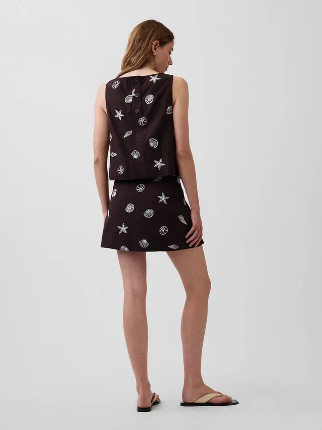 Linen-Blend Mini Skort