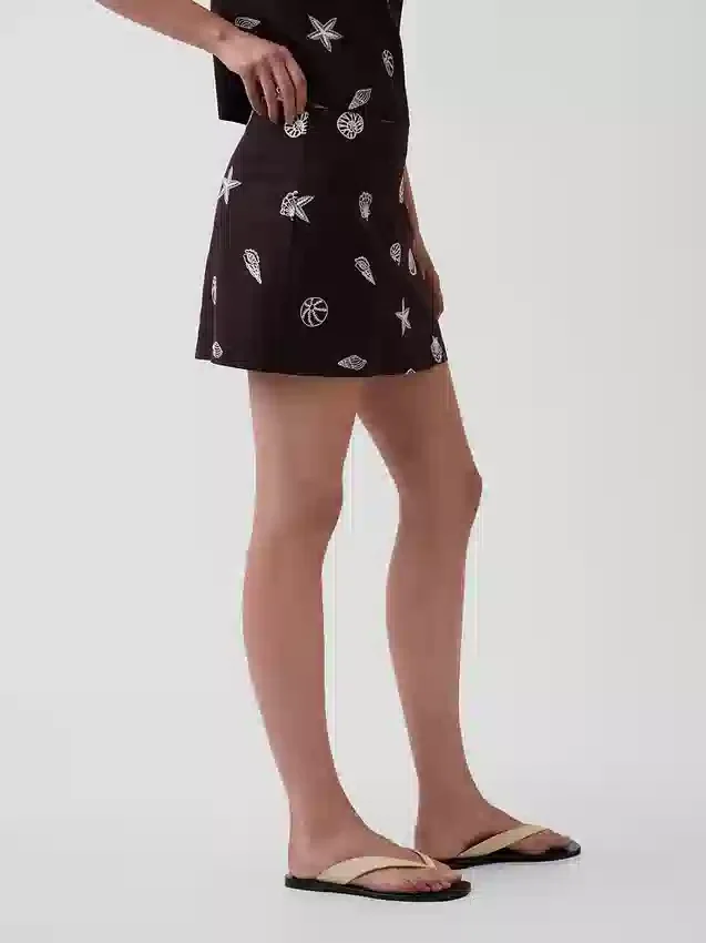 Linen-Blend Mini Skort