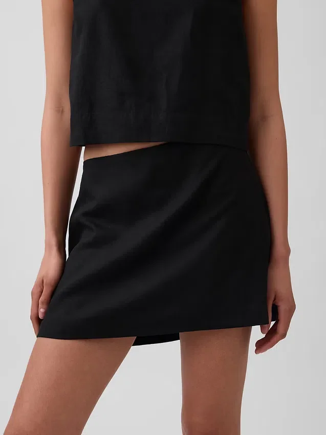 Linen-Blend Mini Skort