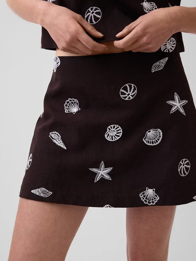Linen-Blend Mini Skort