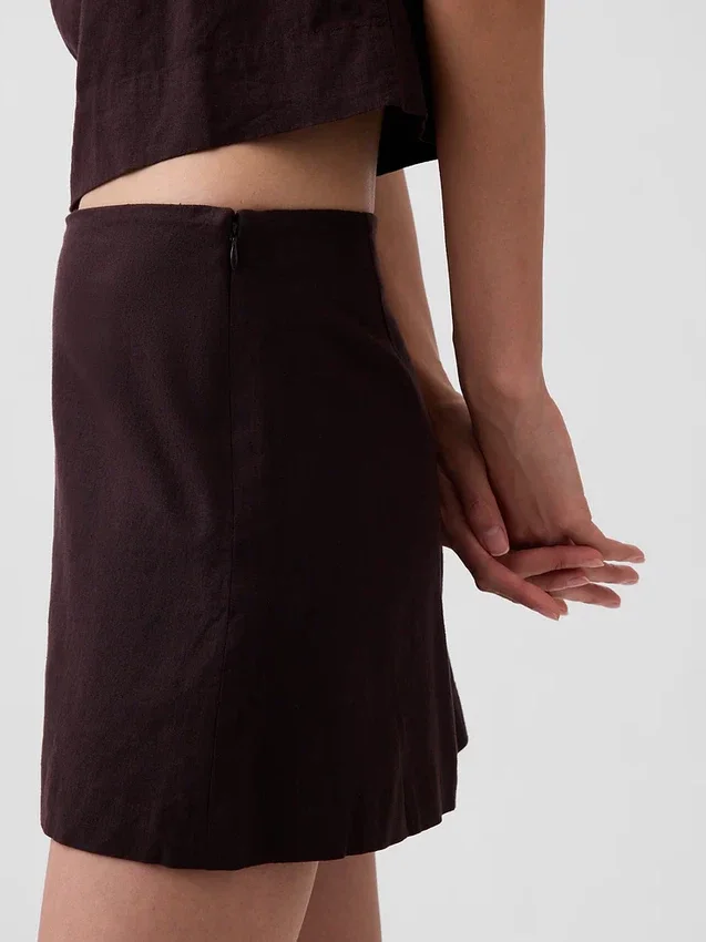 Linen-Blend Mini Skort